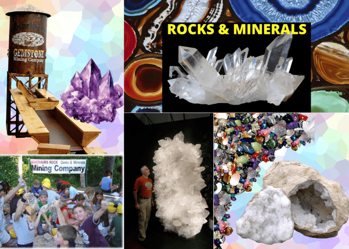 gemstone mining sluice with kids excavating geodes giant quartz crystal