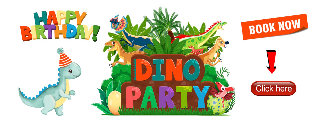A colorful vector image of dinosaurs depicting a dindosaur birthday party on the Dinosaurs Rock Blog