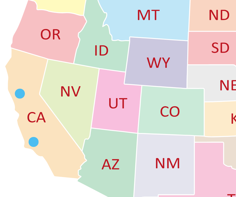 Map of West Coast USA