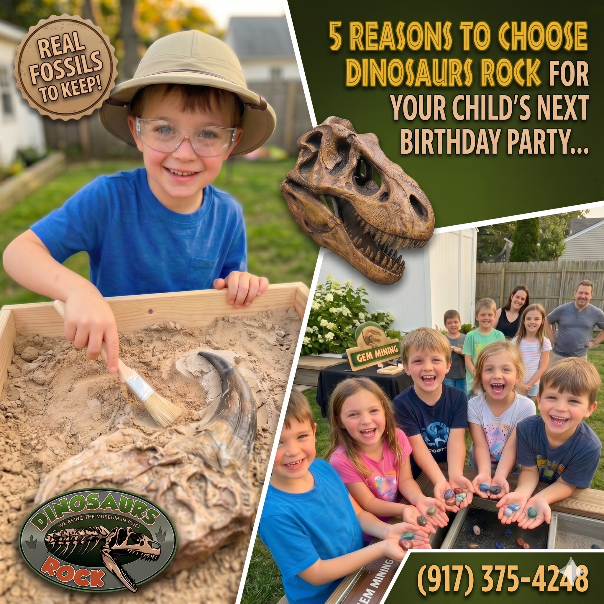 Dinosaurs Rock Birthday Party.  Kids digging for fossils and gemstones